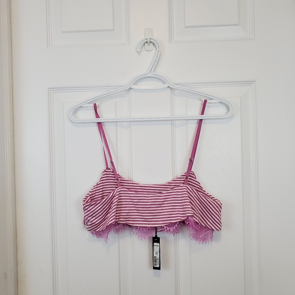 5/$20 Pink white striped lace layer bralette Joe's Jeans - Picture 3 of 8